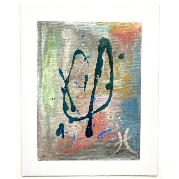 Scripting 4 - Original Wall Art Liquid Oil Paint & Marker Signed Painting 6”x8” - Picture 2 of 10